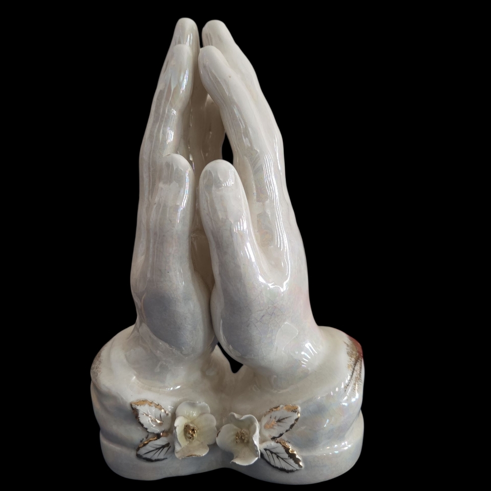 Elegant White Praying Hands Sculpture